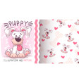 cute teddy dog - seamless pattern vector image vector image