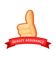 sign quality assurance - emblem with thumb up vector image