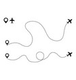 airplane is in a dotted line tourism and travel vector image