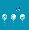 business jumping through air balloon global vector image vector image