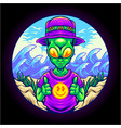 funky alien emoticons summer wave vector image