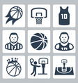 basketball icons set vector image vector image