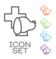 black line veterinary clinic symbol icon isolated vector image