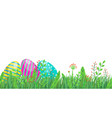 easter seamless border with eggs spring grass vector image