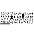 set baseball players silhouettes vector image