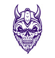 viking head skull horned warrior silhouette vector image