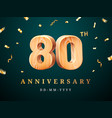 80th anniversary sign with falling confetti vector image