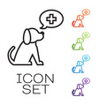 black line veterinary clinic symbol icon isolated vector image