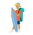 boy with surfboard traveler summer vacation guy vector image vector image