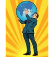 businessman titan atlas holds the earth vector image
