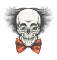 human skull in professor glasses and red bow tie vector image