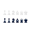 glossy black and white chess icons on white vector image