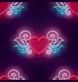 seamless pattern with glow ornate heart vector image