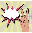 hand peace sign comic retro pop art vector image