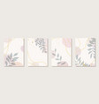 set creative minimalist hand draw green leaves vector image vector image