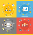 business concept flat icons set vector image