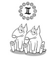 cartoon dog as gemini zodiac sign vector image