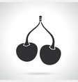 silhouette twin cherries with stem vector image vector image