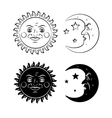vintage hand drawn sun and moon vector image