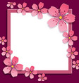 abstract frame with pink 3d sakura blossom vector image