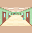empty corridor with closed and open doors the vector image