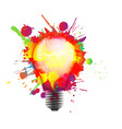 light bulb made colorful grunge splashes vector image vector image