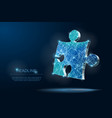 abstract puzzle on dark blue background low poly vector image vector image