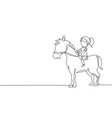 single continuous line drawing happy cute girl vector image vector image