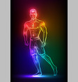 bodybuilder muscle man fitness posing with neon vector image vector image