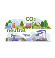 flat people help save co2 neutral and eco balance vector image