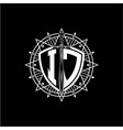 monogram initial letter ij with shield decorated vector image