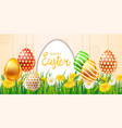 happy easter colored eggs banner template vector image vector image