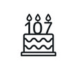 birthday cake line icon with candle number 107 vector image