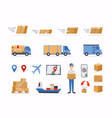 set shipping related objects vector image vector image