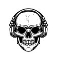 skull with headphones design element for poster vector image