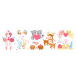 cute animal couples in love valentines day loving vector image