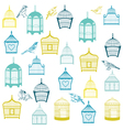 birds and birdcages background vector image vector image