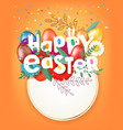 happy easter greeting card with circle frame vector image