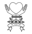 black linework tattoo with banner tied hands vector image
