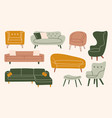 trendy comfortable chair and couch set abstract vector image