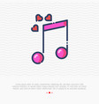 pink musical note with hearts thin line icon vector image