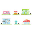 set store shop street cart and truck vector image