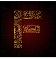 gold mono line style font letter f vector image