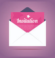 envelope with invitation card and star shapes vector image vector image