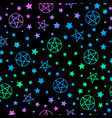 mystical bright neon pattern with stars vector image vector image