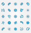 bacteria blue icons set - viruses and microbes vector image