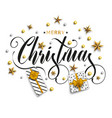 christmas greeting card merry lettering vector image vector image