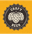 craft beer bottle cap with hops vector image