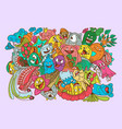 doodles color monsters collection set vector image vector image