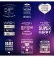 set of vintage love typographic quotes vector image